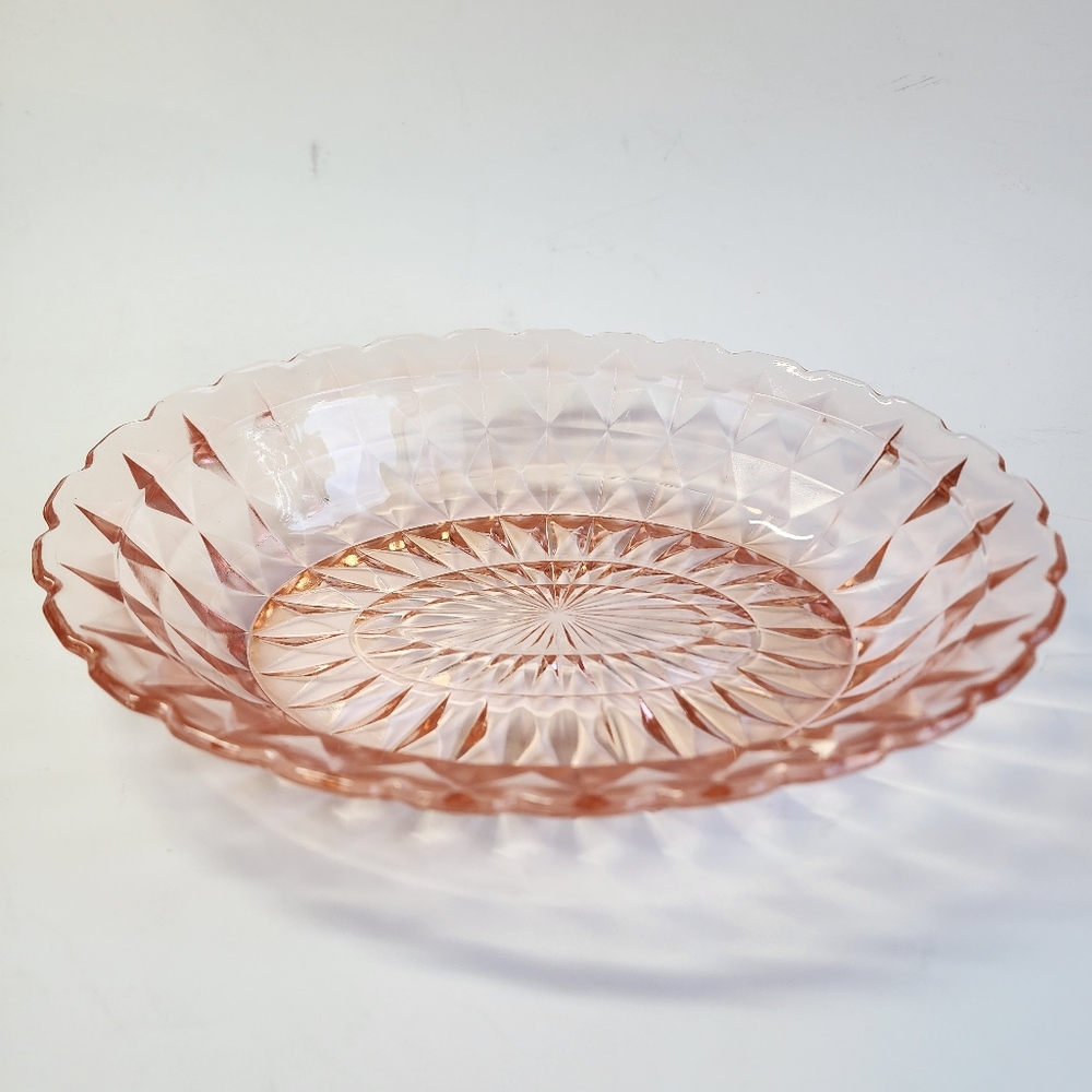 Windsor Diamond Pink 9.5" Oval Platter Jeannette Depression Glass